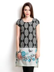 W Women Black & Cream Printed Kurta