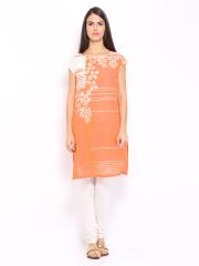 W Women Orange Printed Kurta