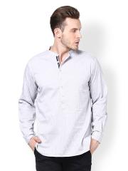 even Men Grey Striped Kurta