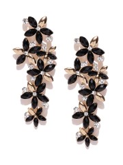3 S Earrings Online In India Jewels Galaxy Black Gold Plated Handcrafted Fl Drop Earrings