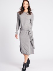 Marks Spencer Dresses Online In India Marks Spencer Women Grey Melange Solid Midi Shift Dress