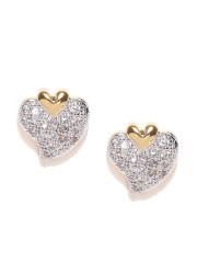 Heart Shaped Earrings Online In India Spargz Gold Plated Cz Stone Studded Heart Shaped Studs