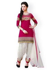 Wedding Dresses Dress Material Kvsfab Pink White Embroidered Cotton Unsched Dress Material