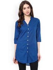 Kira 3/4th Sleeve Embroidered Blue Tunic for women price in India on ...