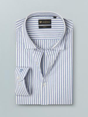 INVICTUS Men Easy Care Blue Bengal Stripes Striped  Formal Shirt