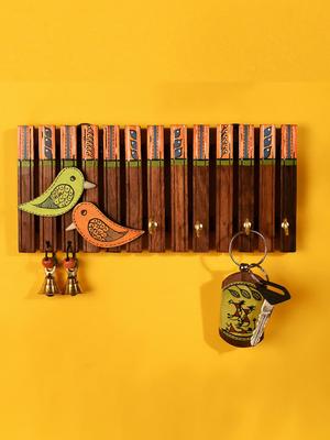AAKRITI ART CREATIONS Brown Birds Handcrafted 4 Key Holder