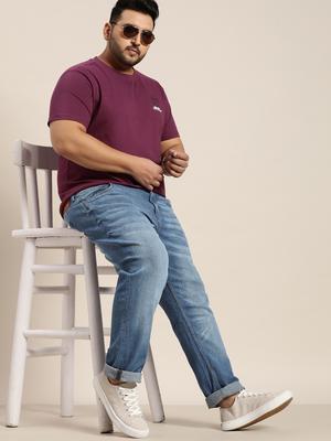 Sztori Men Plus Size Blue Slim Tapered Fit Light Fade Stretchable Jeans