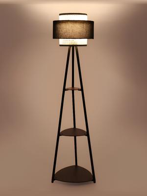 Akway Beige & Black Abstract Shaped Metal Floor Lamps
