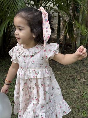 Koala Kidz Girls Floral Printed Tiered Cotton Fit And Flare Dress