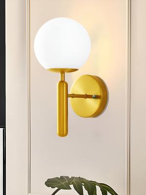 Decorcity Gold Toned & White Metal Contemporary Cylinder Shaped Wall Lamp