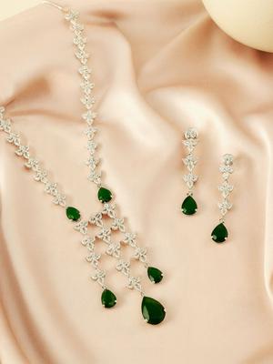 KARATCART American Diamond Studded Jewellery Set