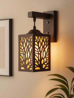 Homesake Coffee Brown Textured Wooden Wall Lamp
