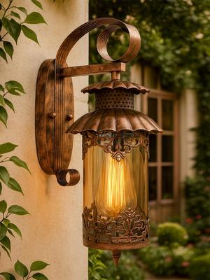 Homesake Copper Toned Oil Rubbed Rust Finish Wall Filgree Cylinder Lamp