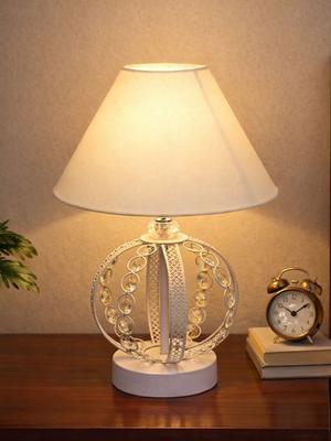 Glowhere White Textured Metal Contemporary Spherical Table Lamp