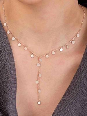 TESORA BY SHANKESH Rose Gold Plated Circular Pendants With Chains