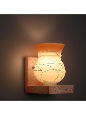 Aura Orange & White Textured Glass Contemporary Abstract Shaped Shaped Wall Lamp