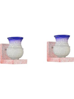 Aura Blue & White Textured Glass Traditional Abstract Shaped Shaped Wall Lamp