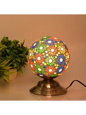 Myntra Elegant Homes Multicoloured Textured Glass Traditional Spherical Table Lamp