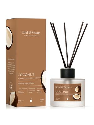 SOUL & SCENTS Coconut Fragrance Reed Diffuser With 6 Pieces Reed Sticks 120 Ml