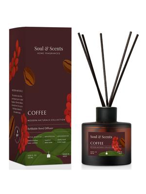 SOUL & SCENTS Coffee Fragrance Reed Diffuser With 6 Pieces Reed Sticks 120 Ml