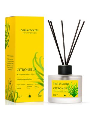 SOUL & SCENTS Citronella Fragrance Reed Diffuser With 6 Pieces Reed Sticks 120 Ml