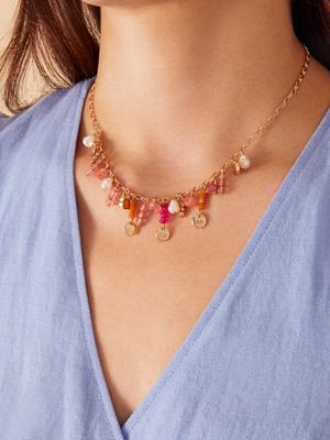 Accessorize London Women Coin & Beaded Drop Necklace