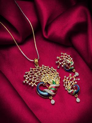 Anouk Gold Plated Cubic Zirconia Stone Studded & Beaded Jewellery Set