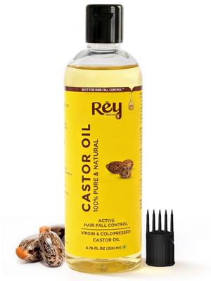 Rey Naturals Premium Cold Pressed Castor Oil   Pure & Virgin Grade Hair Oil   200 ML