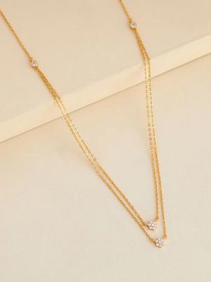 Kushal's Fashion Jewellery Sterling Silver Gold Plated Layered Necklace
