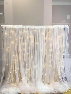Bubble Trouble 5 Pcs White Curtain Backdrop With String Lights