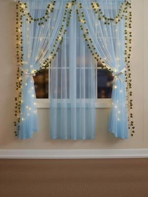 Bubble Trouble 9 Pcs Blue Curtain Backdrop With String Lights