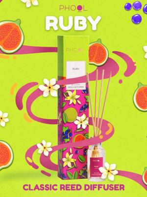 Phool Ruby & Fruity Fragrance Reed Diffuser Set With 4 Reed Sticks 30ml