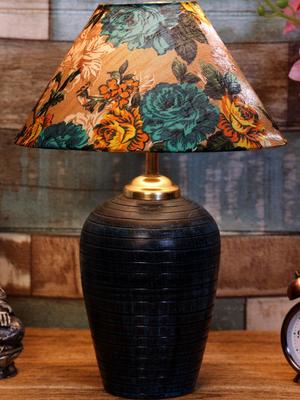 BrightDaisy Multicoloured Printed Terracotta Frusturical Shaped Table Lamp
