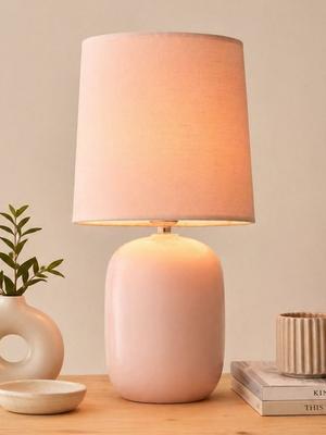 Glowhere Pink Ceramic Contemporary Frusturical Shaped Table Lamp