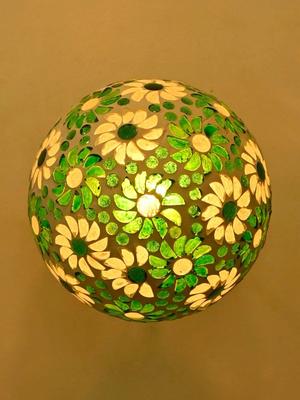 Myntra Elegant Homes Green Glass Spherical Shaped Wall Lamp