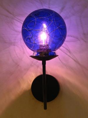Myntra Elegant Homes Blue & Black Textured Glass Contemporary Spherical Shaped Wall Lamp