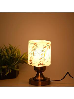 Myntra Elegant Homes White Printed Metal Square Table Lamp