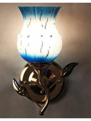 Myntra Elegant Homes Teal & White Textured Glass Contemporary Frustum Shaped Wall Lamp