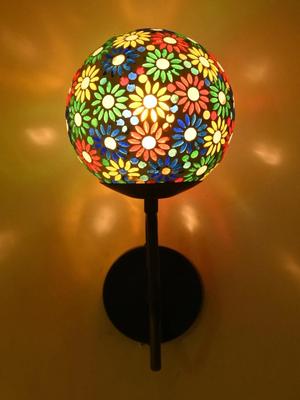 Myntra Elegant Homes Multicoloured Printed Glass Spherical Shaped Wall Lamp