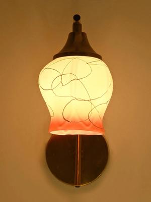 Myntra Elegant Homes Orange & White Textured Glass Traditional Wall Lamp