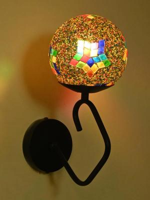 Myntra Elegant Homes Multicoloured Textured Glass Spherical Shaped Wall Lamp
