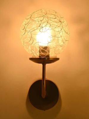 Myntra Elegant Homes White & Black Textured Glass Contemporary Spherical Shaped Wall Lamp