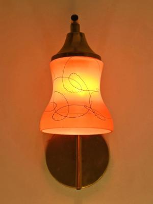Myntra Elegant Homes Orange & White Glass Contemporary Frustum Shaped Wall Lamp