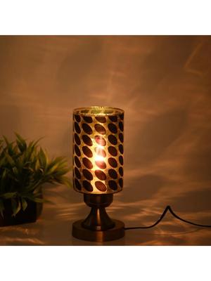 Myntra Elegant Homes Black Printed Metal Cylindrical Shaped Table Lamp