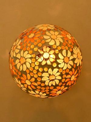 Myntra Elegant Homes Red & White Textured Glass Spherical Shaped Wall Lamp