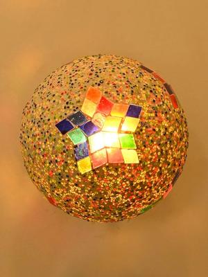 Myntra Elegant Homes Multicoloured Textured Glass Spherical Shaped Wall Lamp