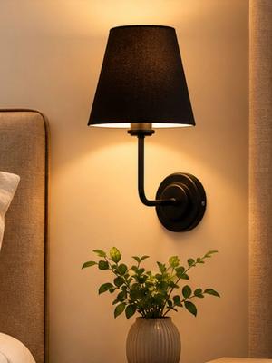 Myntra Elegant Homes Black Textured Metal Contemporary Frustum Shaped Wall Lamp