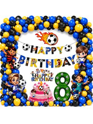 Partyjoy 42 Pcs Black & Yellow Football Birthday Decorations