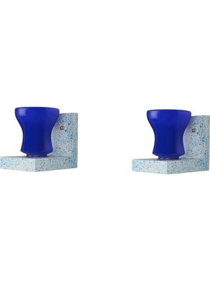 Myntra Elegant Homes Blue Textured Glass Contemporary Frustum Shaped Wall Lamp