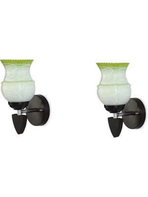 Myntra Elegant Homes Green & White Textured Glass Traditional Wall Lamp